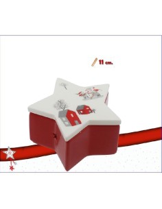 COFANETTO IN CERAMICA STELLA BIANCO ROSSO CM.11