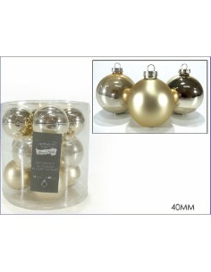 PALLE VETRO ORO 40MM SET 12 PZ ASS