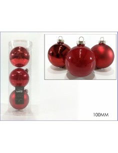 PALLE VETRO ROSSO 100MM ASS SET 3 PZ