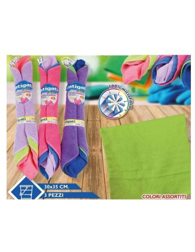 PANNO MICROFIBRA 3 PZ FATIGATI 260 GRAMMI