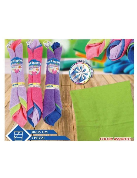 PANNO MICROFIBRA 3 PZ FATIGATI 260 GRAMMI