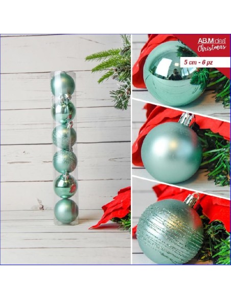 TUBO 6 PALLINE DECOR GREEN 5.CM