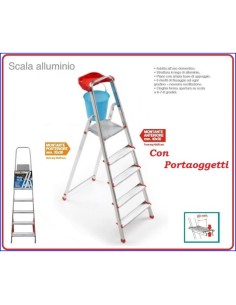 SCALA ALLUMINIO PIU SCAB 4+1 GR CON PORTAOGGETTI