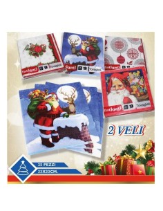 FATIGATI TOVAGLIOLI DECORATI NATALE 33 X 33 25 PEZZI