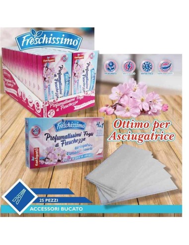 FOGLI PER ASCIUGATRICE PROFUMATI CILIEGIO 25 PZ 