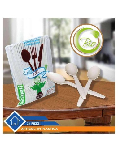 CUCCHIAIO IN AMIDO DI MAIS BIO 24 PEZZI FATIGATI 
