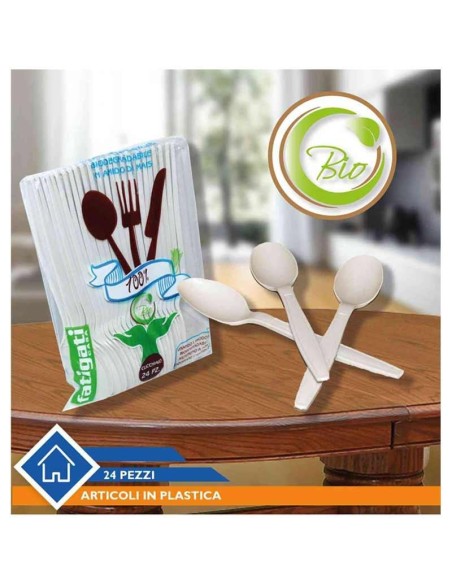 CUCCHIAIO IN AMIDO DI MAIS BIO 24 PEZZI FATIGATI 