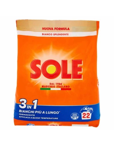SOLE DETERSIVO POLVERE 3 IN 1 BIANCO SPLENDENTE 22  LAVAGGI