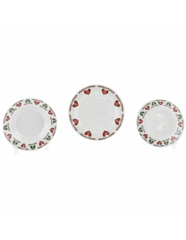 SERVIZIO PIATTI NATALIZIO 18 PEZZI CUORI NATALUNA