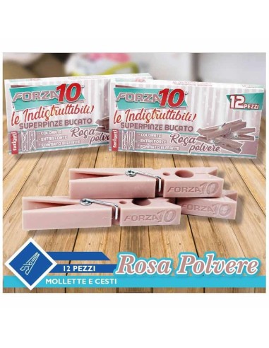 FATIGATI MOLLETTE BUCATO ROSA 12 PEZZI 