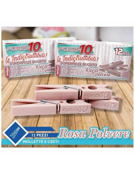 FATIGATI MOLLETTE BUCATO ROSA 12 PEZZI 