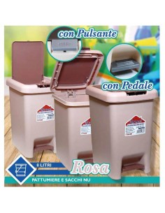 FATIGATI PATTUMIERA CON PEDALE 8 LT ROSA
