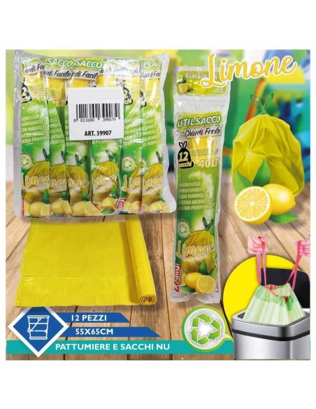 FATIGATI SACCHETTO SPAZZATURA LIMONE CON LACCI 55 X 65 