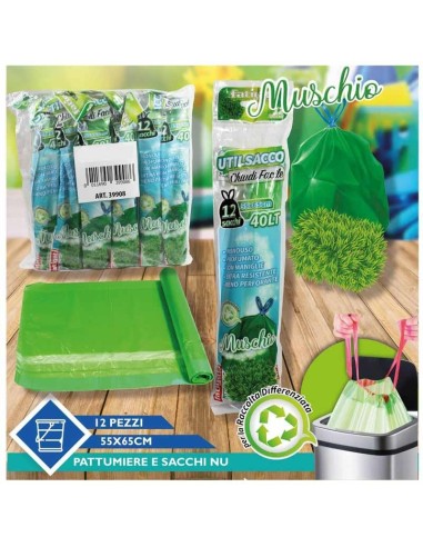 FATIGATI SACCHETTO SPAZZATURA MUSCHIO CON LACCI 55 X 65 