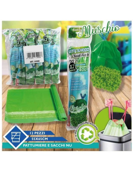 FATIGATI SACCHETTO SPAZZATURA MUSCHIO CON LACCI 55 X 65 