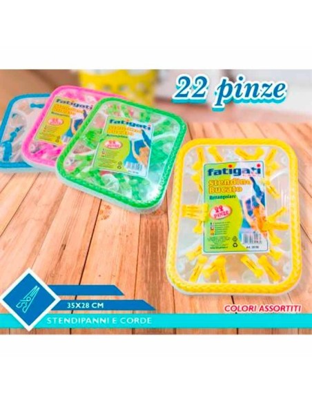 STENDINO BUCATO RETTANGOLARE 22 PINZE 