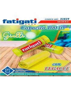 FATIGATI SACCHETTO SPAZZATURA CON LEGAGGI 70 X 110 GIALLO