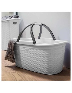 CESTA PORTABIANCHERIA CON MANICI ELEGANCE BIANCA